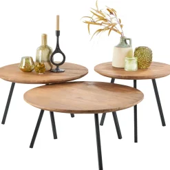 Salontafel Romaro teakhout 75 cm rond mix rough