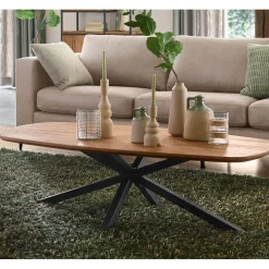 Salontafel Romaro teakhout 140x70 cm Deens ovaal mix rough