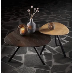 Salontafel Tavolo eikenhout 70x70 cm organisch donkerbruin