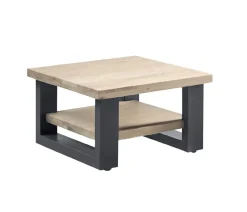 Salontafel Verato eikenhout 70x70 cm vierkant naturel grey