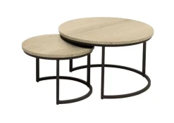 Salontafelset Lunata 55 en 75 cm rond fresh oak