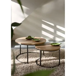 Salontafelset Lunata 55 en 75 cm rond barley