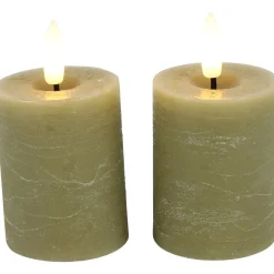 Stompkaars Benevento Led beige 5 cm rond set van 2