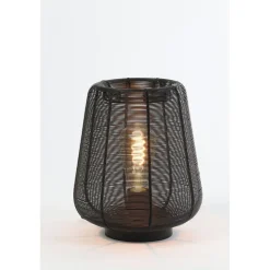 Tafellamp Barzio mat zwart rond 22cm 1-lichts