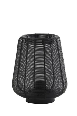 Tafellamp Barzio mat zwart rond 22cm 1-lichts