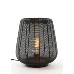 Tafellamp Barzio mat zwart rond 29cm 1-lichts