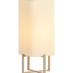 Tafellamp Focate taupe vierkant laag ecru 1-lichts