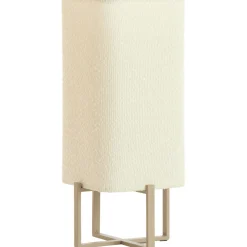 Tafellamp Focate taupe vierkant laag ecru 1-lichts