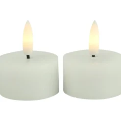 Theelicht Benevento Led wit 4 cm rond set van 2