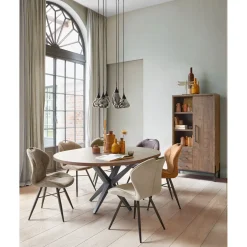 Uitschuifbare eettafel Mascaro 150/190 cm rond dark mango