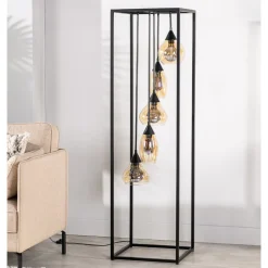 Vloerlamp frame amber glas 5-lichts - Lungo