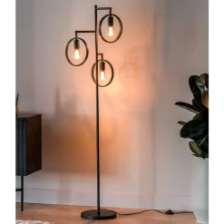 Vloerlamp Girare zwart metaal 3-lichts