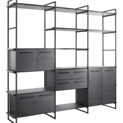 Wandkast Sistema 226x244x45 cm zwart