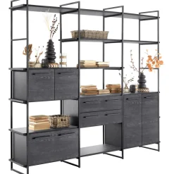 Wandkast Sistema 226x244x45 cm zwart