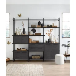 Wandkast Sistema 226x244x45 cm zwart