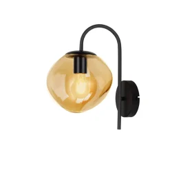 Wandlamp Macato zwart amber glas 1-lichts