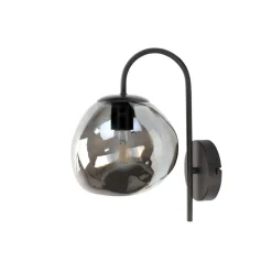 Wandlamp Macato zwart smoke glas 1-lichts