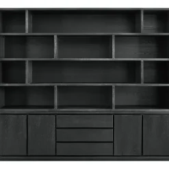 Wandmeubel Lavio eiken 242 cm zwart