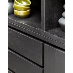 Wandmeubel Lavio eiken 242 cm zwart